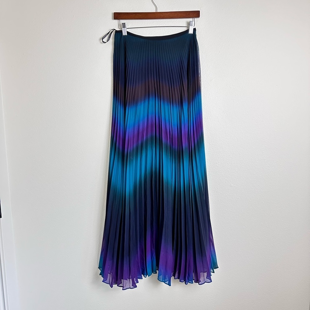 Karen Millen pleated black chiffon ombré maxi statement skirt multicolor 2